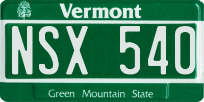 VT license plate NSX540