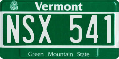 VT license plate NSX541