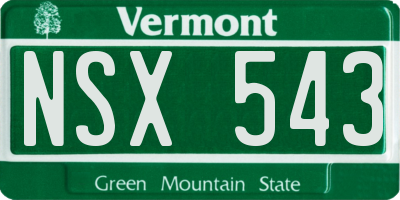 VT license plate NSX543