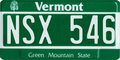 VT license plate NSX546