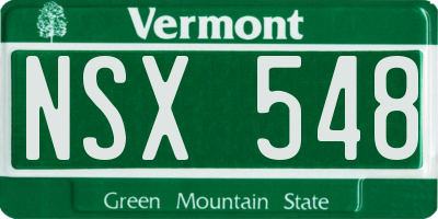 VT license plate NSX548