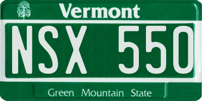 VT license plate NSX550