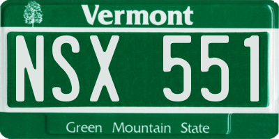 VT license plate NSX551