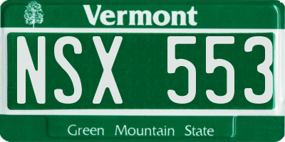 VT license plate NSX553