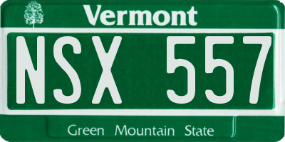 VT license plate NSX557