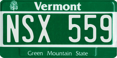 VT license plate NSX559