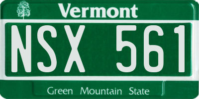 VT license plate NSX561