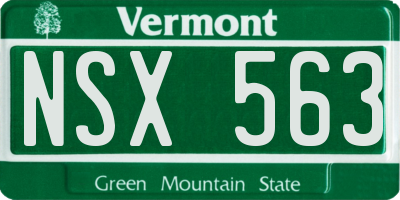 VT license plate NSX563