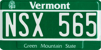 VT license plate NSX565