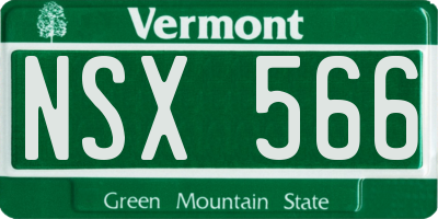 VT license plate NSX566