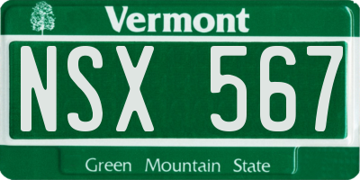 VT license plate NSX567