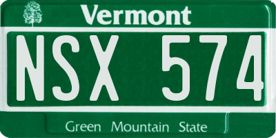 VT license plate NSX574