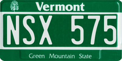 VT license plate NSX575
