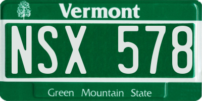 VT license plate NSX578