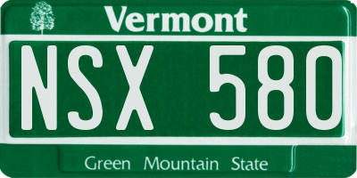 VT license plate NSX580