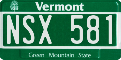 VT license plate NSX581