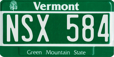 VT license plate NSX584