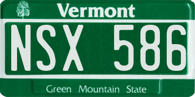 VT license plate NSX586