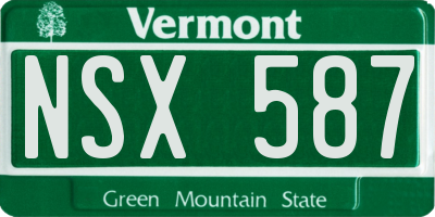 VT license plate NSX587