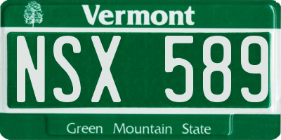 VT license plate NSX589