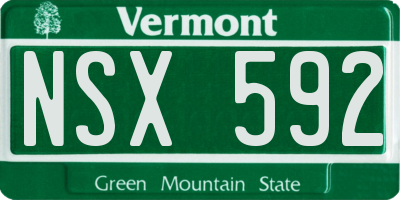 VT license plate NSX592