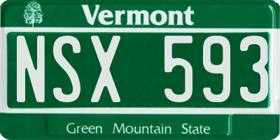 VT license plate NSX593