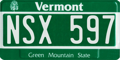 VT license plate NSX597