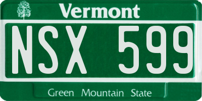 VT license plate NSX599