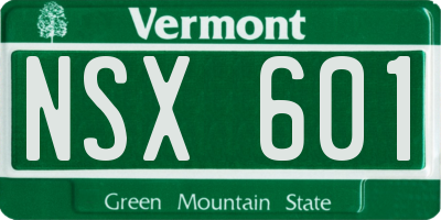 VT license plate NSX601