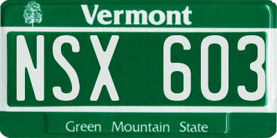 VT license plate NSX603