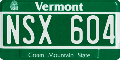 VT license plate NSX604