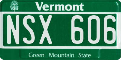 VT license plate NSX606