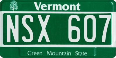 VT license plate NSX607