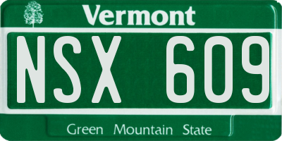 VT license plate NSX609