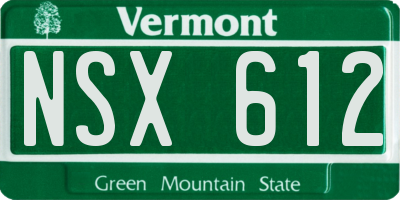 VT license plate NSX612