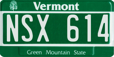 VT license plate NSX614