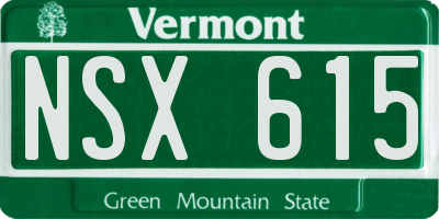 VT license plate NSX615