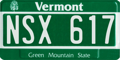 VT license plate NSX617