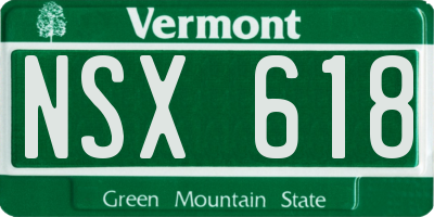 VT license plate NSX618