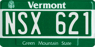 VT license plate NSX621