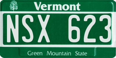 VT license plate NSX623