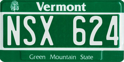 VT license plate NSX624