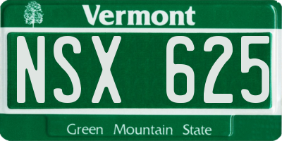 VT license plate NSX625