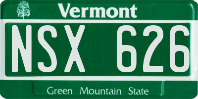VT license plate NSX626