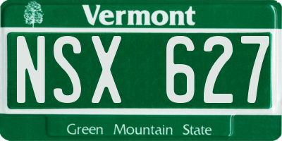 VT license plate NSX627
