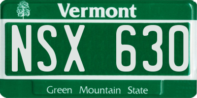 VT license plate NSX630
