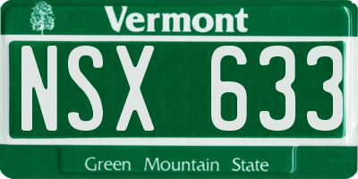 VT license plate NSX633