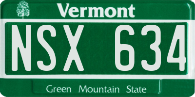 VT license plate NSX634