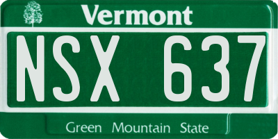 VT license plate NSX637