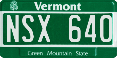 VT license plate NSX640
